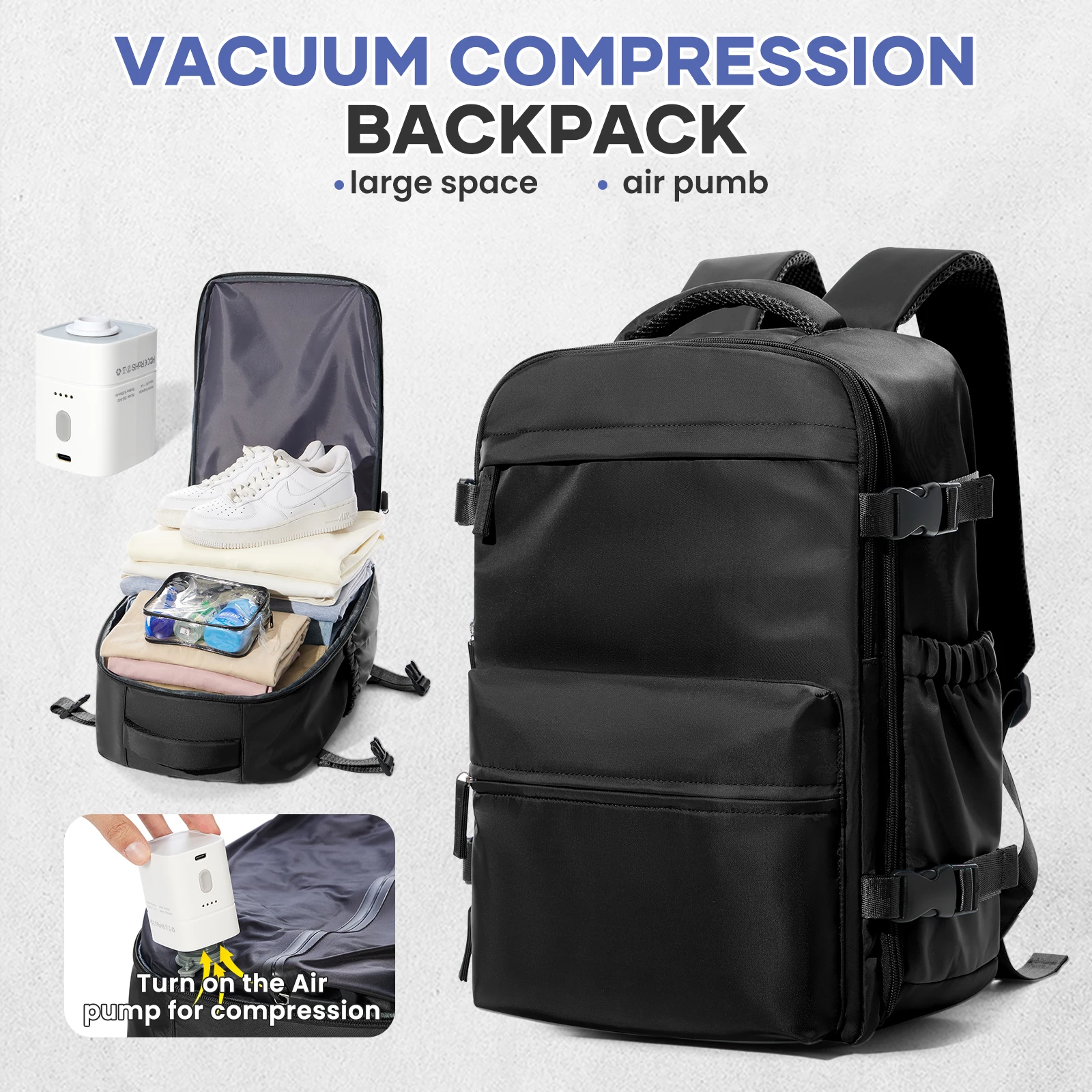 Mochila de viaje al vacío para hombre. Mochila de gran capacidad. Mochila para el trabajo y el portátil. Mochila extensible para hombre y mujer. Mochila escolar.