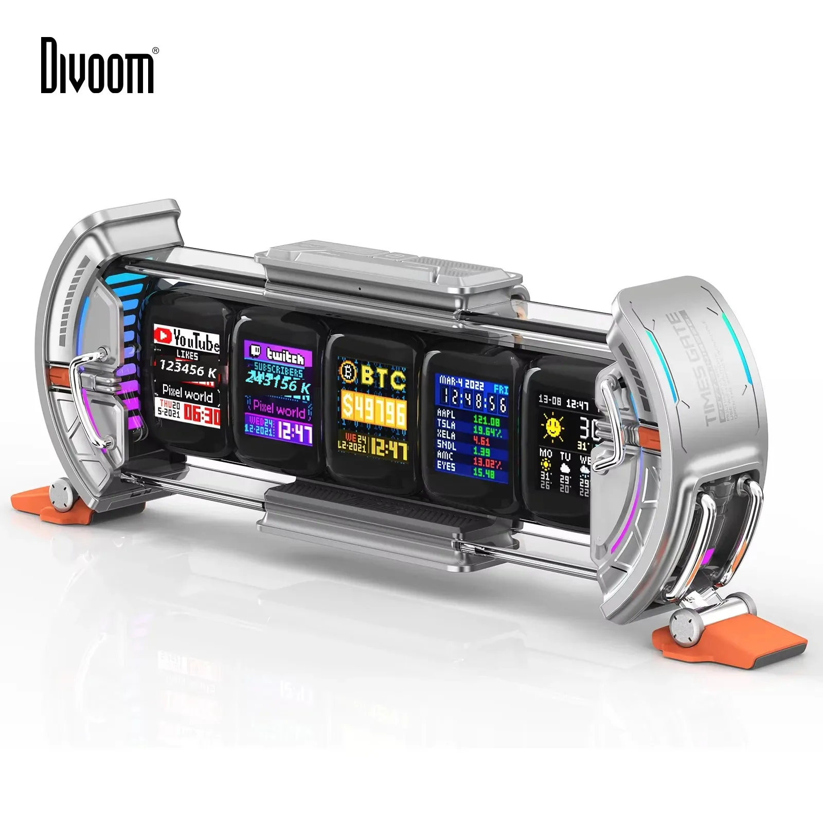 Reloj para videojuegos Divoom Timebox II con diseño pixel art, control mediante aplicación inteligente, pantalla IPS de 128x128, Wi-Fi y LED RGB