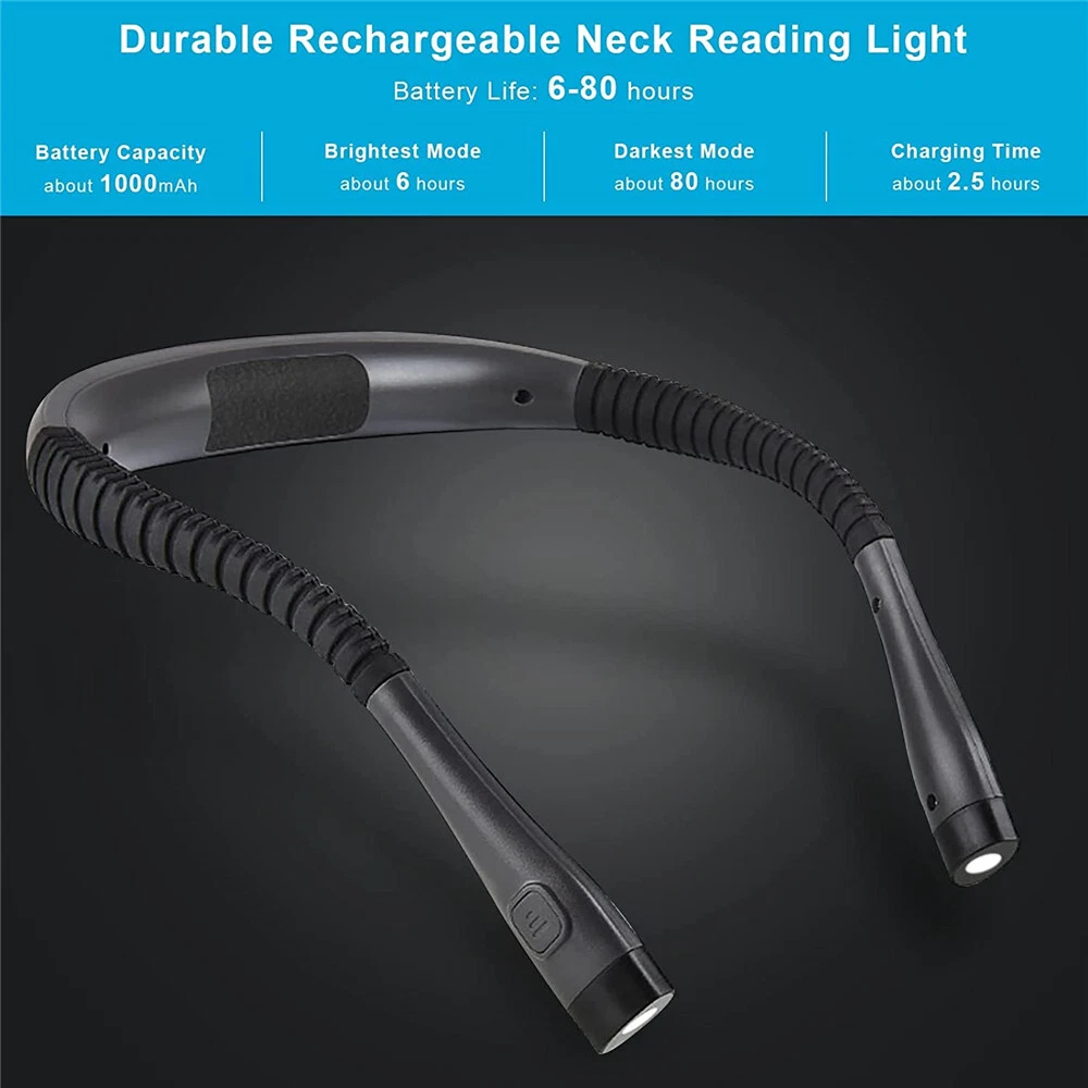 Lámpara LED para leer con pinza, flexible, recargable por USB, para la cama, los viajes, el escritorio y el portátil