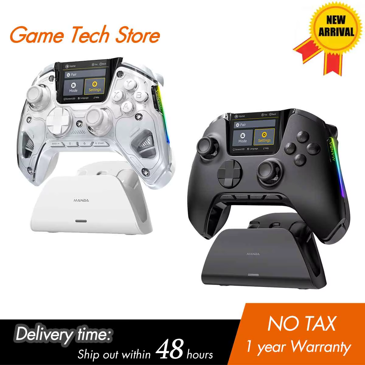Mando inalámbrico Manba One V2 para Switch/PC/iOS/Android: joysticks de efecto Hall, iluminación RGB, batería de 1800 mAh y base de carga
