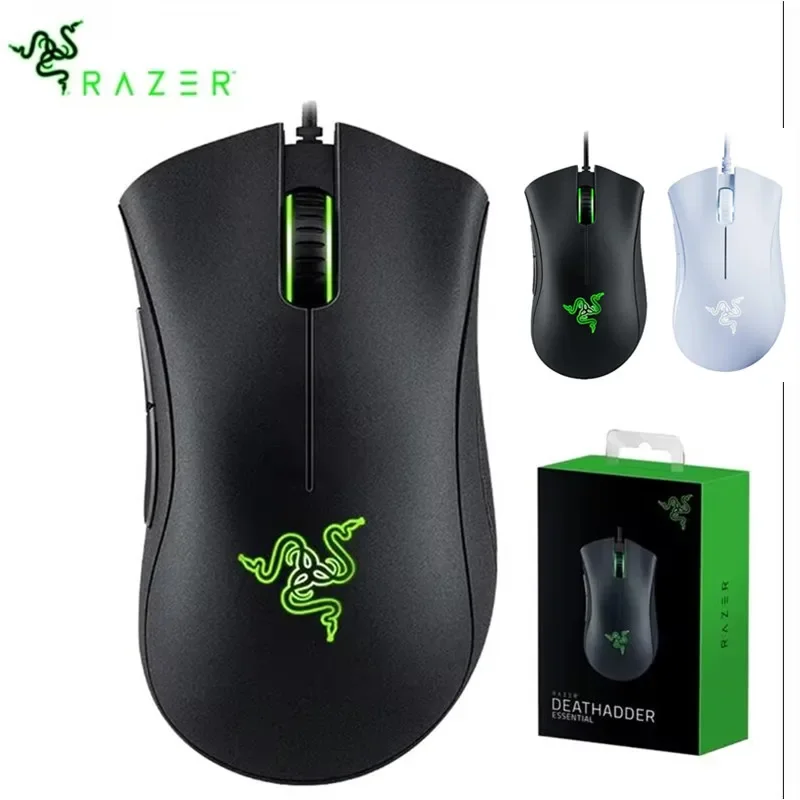 Ratón para videojuegos con cable Razer DeathAdder Essential / 6400 DPI, 5 botones independientes para portátiles y ordenadores para videojuegos