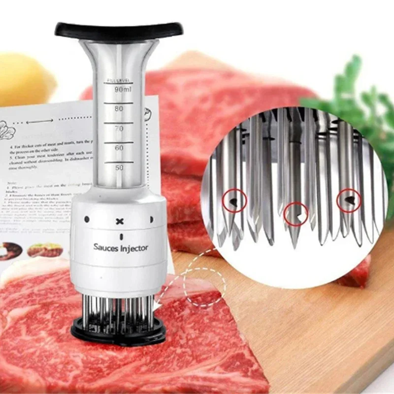 Amaciador de carne 2 en 1, inyector de adobo, inyectores de salsa de condimentos para barbacoa, utensilios de cocina, accesorios de cocina
