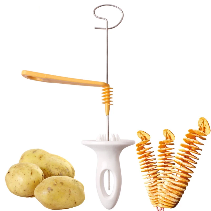 Brochetas Portátiles para Patatas para Barbacoa, Cortador de Patatas en Espiral, Herramientas de Barbacoa, Accesorios de Cocina